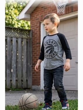 NBA Toronto Raptors Long Sleeve Tee Gray and Black